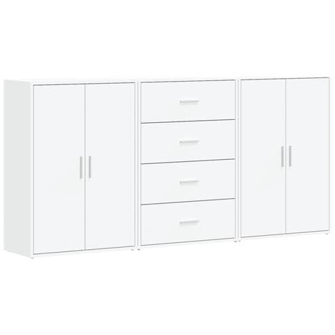 Credenze 3 pz Bianche 60x31x84 cm in Legno Multistrato - Foto 1