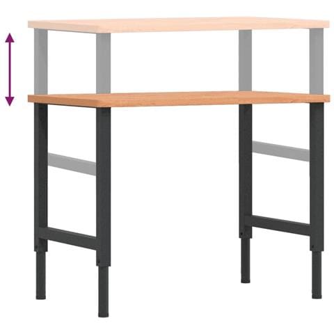 Banco da Lavoro 100x60x(71,5-98) cm Legno Faggio Rettangolare - Foto 9