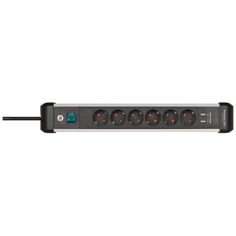 1391030610 prolunghe e multiple 3 m 6 presa (e) AC Interno Nero, Argento - Foto 1