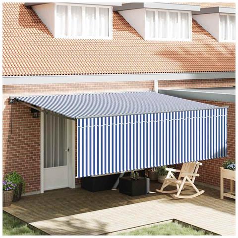 Tenda Retrattile Blu e bianco 450 × 300 cm Tessuto - Foto 2