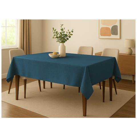 Tovaglia Cucina Soggiorno Antimacchia Idrorepellente Linen 140x230cm Petrolio - Foto 5