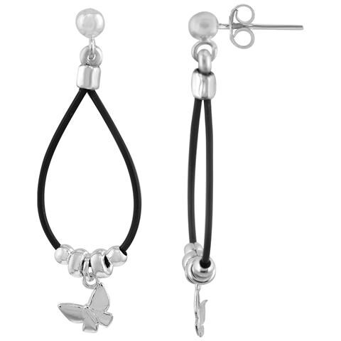 Orecchino A Farfalla In Argento Sterling E Pelle - Foto 3