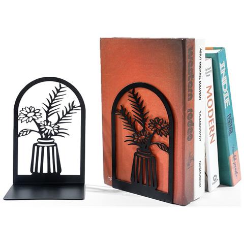 Coppia Di Reggilibri Da Scrivania In Metallo A Forma Di L - Separatori Decorativi Per Libri - Foto 2