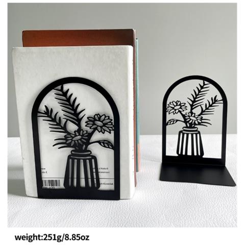 Coppia Di Reggilibri Da Scrivania In Metallo A Forma Di L - Separatori Decorativi Per Libri - Foto 5