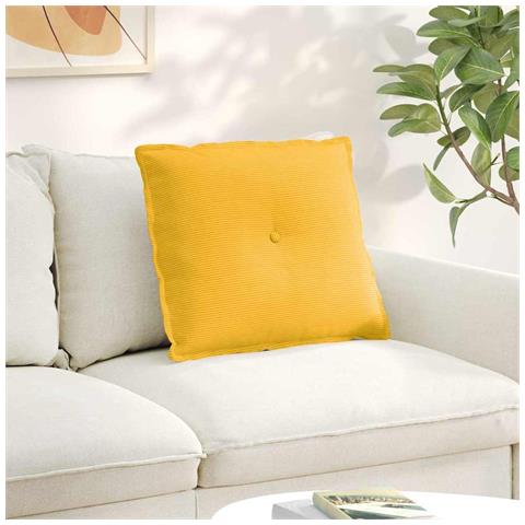 Cuscino per Schiena Giallo Chiaro 60 x 50 cm Tessuto in Cords - Foto 2