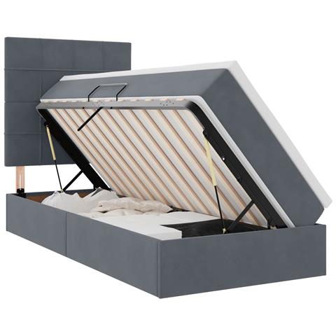 Letto con contenitore e materasso Grigio scuro 90 x 190 cm - Foto 1