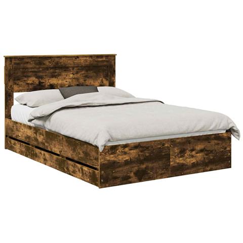 Struttura del letto con cassetto Rovere fumé 140 x 190 cm - Foto 1