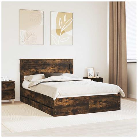 Struttura del letto con cassetto Rovere fumé 140 x 190 cm - Foto 2