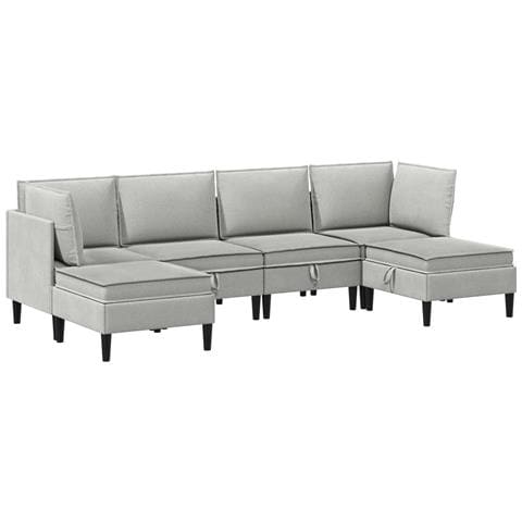 Set di mobili per il soggiorno 6 pcs Grigio chiaro Tessuto - Foto 1