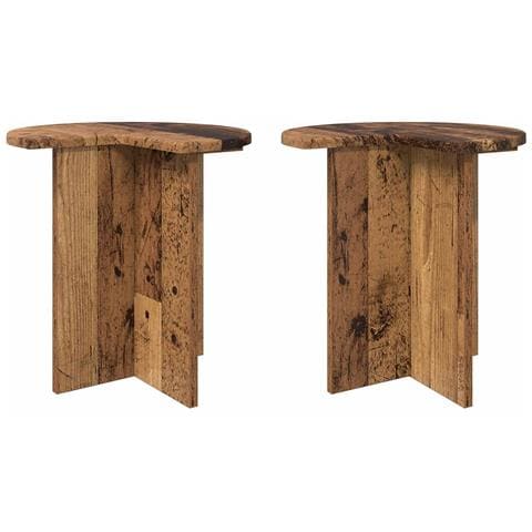 Tavolo laterale 2 pcs Legno antico Ø 39 x 38 cm - Foto 1