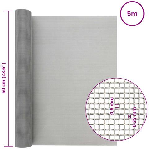 Rete per schermatura 60 x 500 cm 30 Mesh Argento - Foto 7