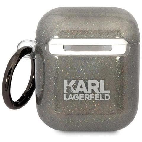 Karl Lagerfeld Kla2hnkctgk Airpods 1/2 Custodia Nera /nera Glitter Karl&choupette - Foto 1