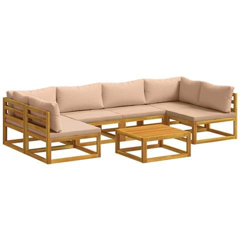 Set di divani 7 pz Naturale Legno di Acacia Massello - Foto 1