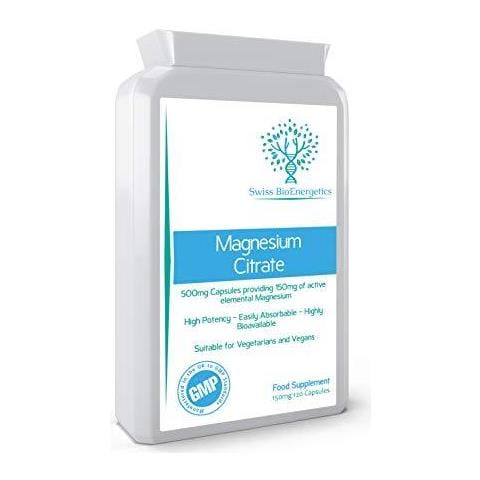 Citrato Di Magnesio 500mg 120 Capsule - Fornire 150mg Di Magnesio Attiva Elemental - Alta Potenza - Facilmente Assorbibile - Altamente Biodisponibile - Regno Unito Fabbricato - Foto 1