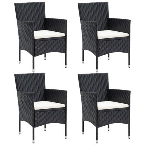 Sedie da Pranzo per Giardino 4 pz in Polyrattan Nero - Foto 1