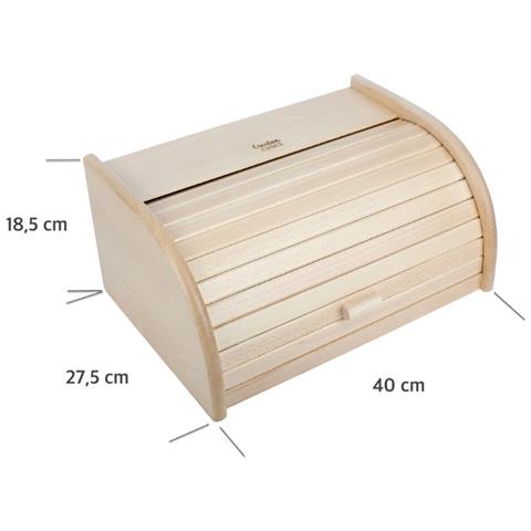 Porta-pane Legno Beige | Moderno | 40 X 27,5 X 18,5 Cm | Contenitore Pane | Coperchio Scorrevole Avvolgibile | Apertura Frontale A Scomparsa | Faggio Naturale | Moderno Accessori Cucina - Foto 5
