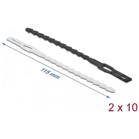 Fascette a forma di fulmine con occhiello di fissaggio L 115 x P 4,5 mm riutilizzabili 20 pezzi - Foto 2