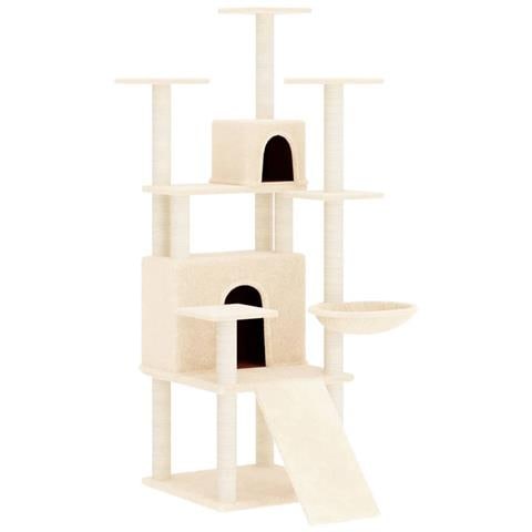 Albero Per Gatti Con Tiragraffi In Sisal Crema 154 Cm - Foto 1