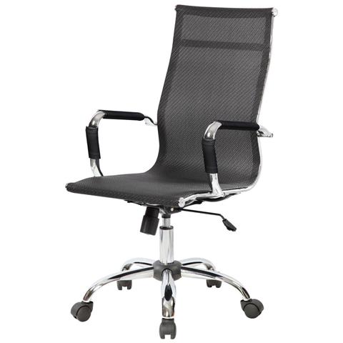 Sedia Con Ruote Placida, Poltrona Direzionale Con Braccioli, Sedia Ergonomica Da Ufficio, Nero, 63x54h106/116 Cm - Foto 6