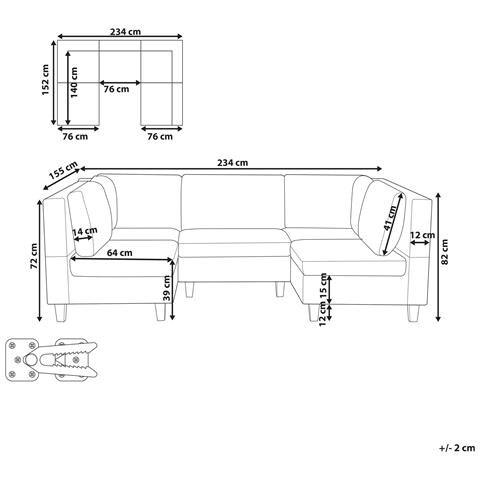5 Posti Unstad Tessuto Beige Chiaro - Foto 9