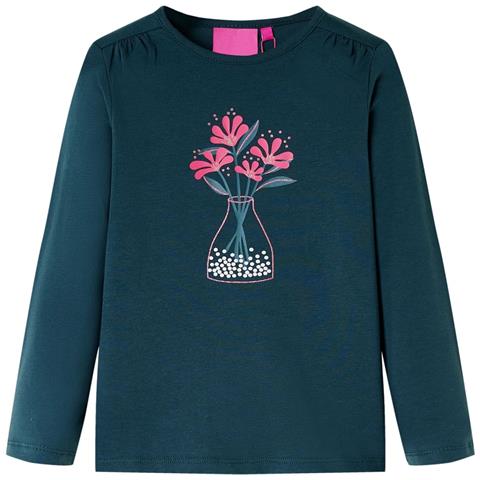 Maglietta Da Bambina A Maniche Lunghe Verde Scuro 128 - Foto 1