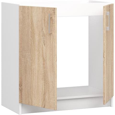 Mobile da cucina per incasso del forno LIMA, 2 ante, 80x44,5x82 cm, Colore Bianco e Sonoma Quercia - Foto 2