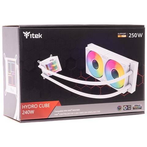 Dissipatore CPU Liquido HYDRO CUBE 240W per Socket Intel LGA 1200 (Presa H5) / LGA 1366 (Presa B) / LGA 775 (Presa T) / LGA 1700 e SocketAMD AM4 / AM5 - Foto 6