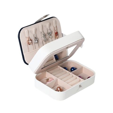 Portagioie Portatile Da Viaggio In Velluto, Organizer Per Portagioielli Con Specchio White - Foto 1
