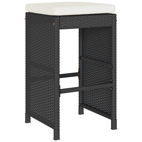 Sgabelli da Bar con Cuscini 2 pz Neri in Polyrattan - Foto 2