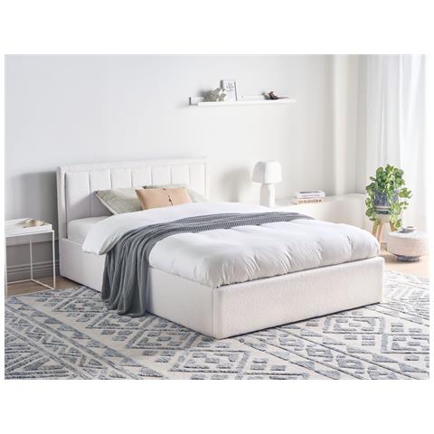Letto Contenitore Bouclé Montlaur 140 X 200 Cm Bianco - Foto 1