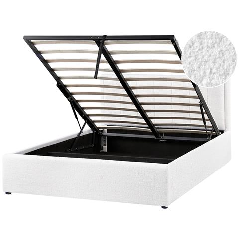 Letto Contenitore Bouclé Montlaur 140 X 200 Cm Bianco - Foto 2