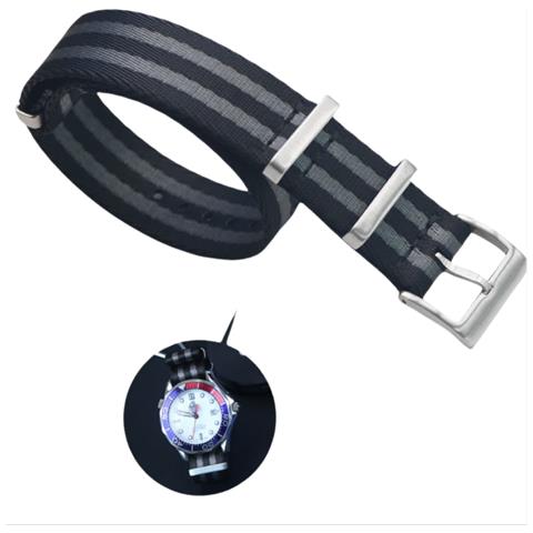 Cinturino Per Orologio In Nylon Per Omega Seamaster, Speedmaster, Planet Ocean Black+grey 22 Mm - Foto 1
