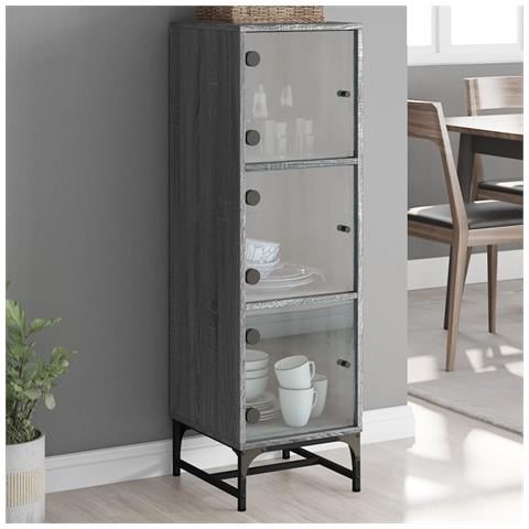 Credenza Con Ante In Vetro Grigio Sonoma 35x37x120 Cm - Foto 1