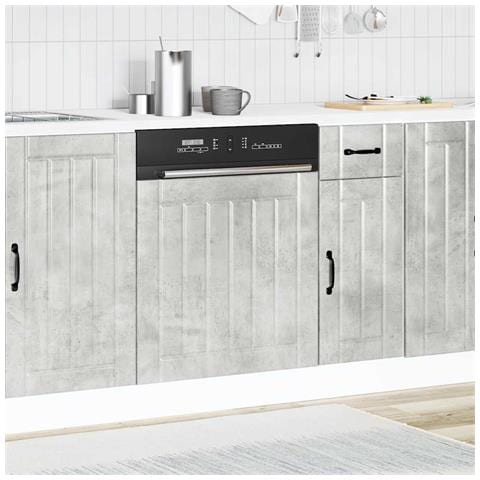 Pannello Lavastoviglie Lucca Grigio Cemento Legno Multistrato - Foto 3