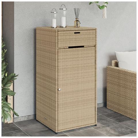 Armadietto Portaoggetti Giardino Beige 55x55x111cm Polyrattan - Foto 8