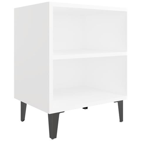 Comodini Con Gambe In Metallo 2pz Bianchi 40x30x50 Cm - Foto 2