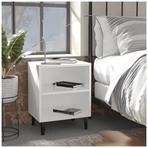 Comodini Con Gambe In Metallo 2pz Bianchi 40x30x50 Cm - Foto 8