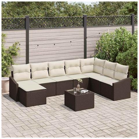 Set Divano da Giardino da 8 Pezzi con Cuscini Grigi in Rattan Poliestere - Foto 2