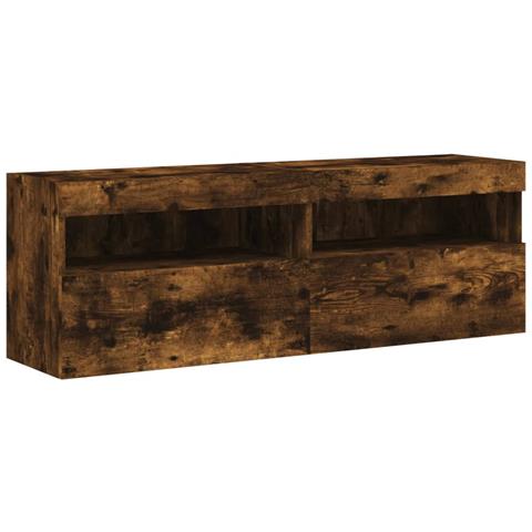 Set Mobili TV a Muro 8 pz con Luci LED Rovere Fumo - Foto 9