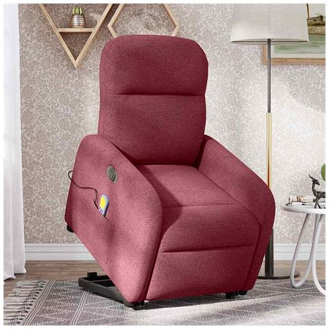 Poltrona Alzapersona Massaggiante Elettrica Rosso Vino Tessuto - Foto 2
