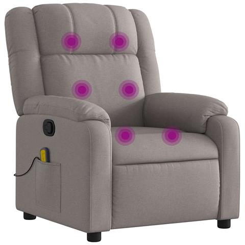 Poltrona Massaggiante Reclinabile Tortora in Tessuto - Foto 1