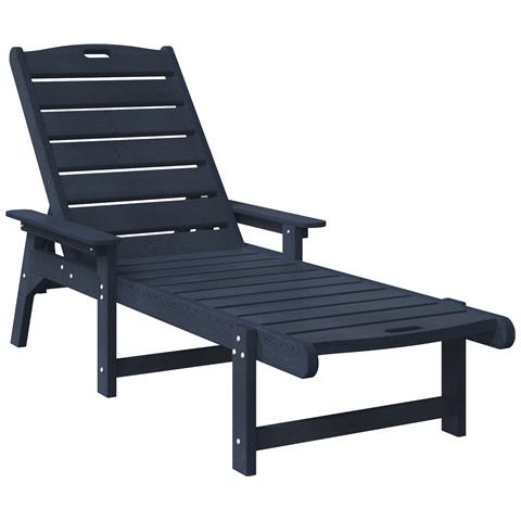 Lettino prendisole Blu Navy 53x162x98.5 cm HDPE - Foto 1