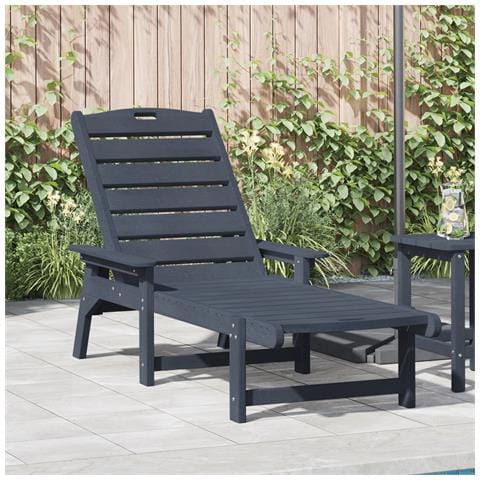 Lettino prendisole Blu Navy 53x162x98.5 cm HDPE - Foto 2