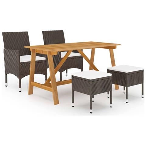 Set Mobili da Pranzo per Giardino 5 pz Marrone - Foto 1