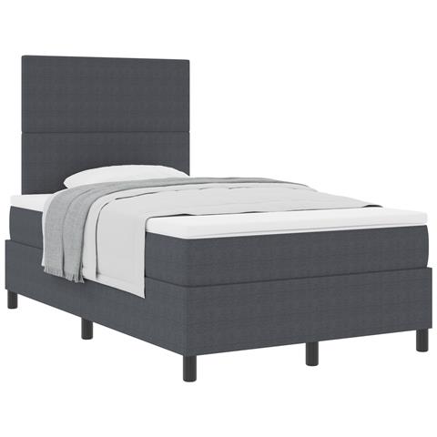 Letto Contenitore con Materasso Grigio Scuro Piccolo Matrimoniale in Tessuto di Corduroy - Foto 1