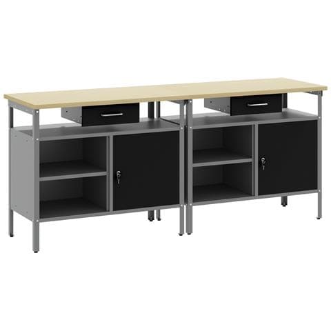 Set di 2 Banchi da Lavoro in Acciaio Nero - Foto 1