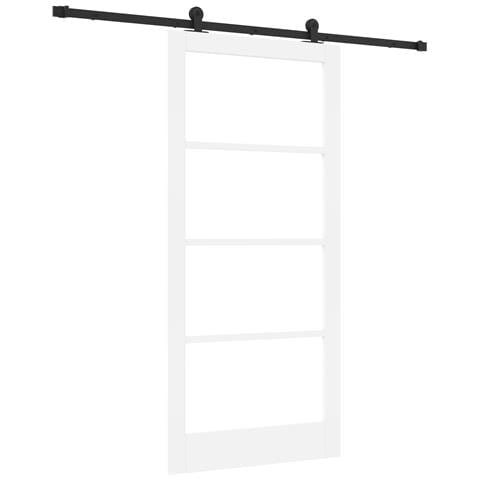 Porta Scorrevole  con Set di Ferramenta 'ORKDAL'Legno Solido Bianco & Vetro, Porta Interna  con Vetro 'ORKDAL'Bianca 93x202x4 cm - Foto 1