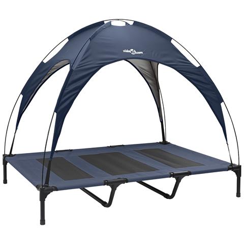 letto rialzato per cani con tettuccio rimovibile blu navy XL in acciaio - Foto 1