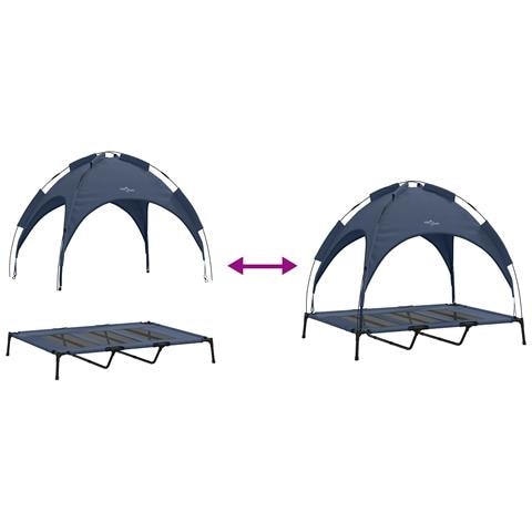 letto rialzato per cani con tettuccio rimovibile blu navy XL in acciaio - Foto 9