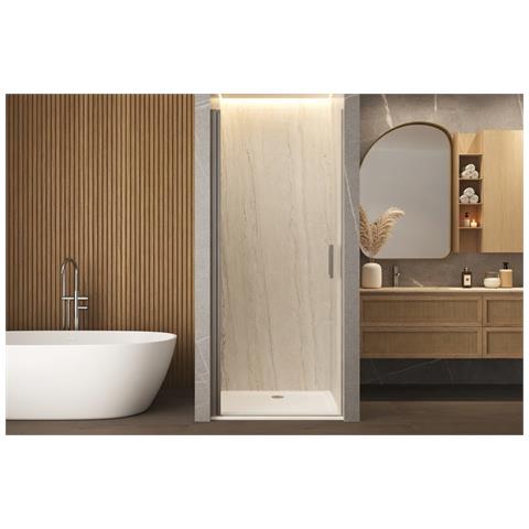 Box Doccia 90 Cm Porta 1 Battente Nicchia H200 Cm Cristallo 6mm Profilo Satinato Mila - Foto 2